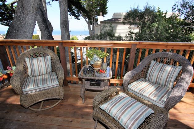 monterey bed and breakfast guest room with ocean view