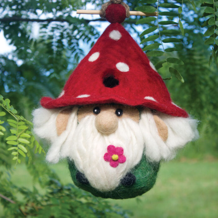 Gnome - felted bird houses - handcrafted gifts at jabberwock inn