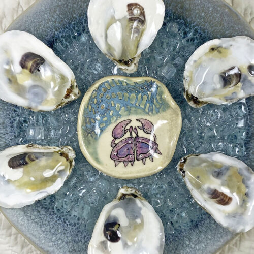 close up of real oyster shell oyster plate
