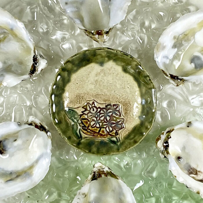 Real Oyster Shell Oyster Plate with Sauce Bowl