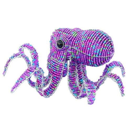 Octopus beaded sculpture purple color