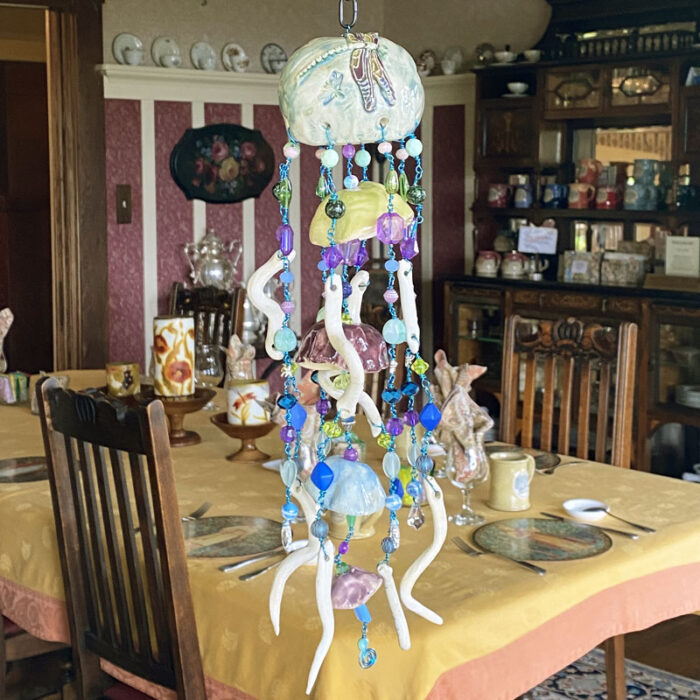 Dragonfly Jellyfish Suncatcher in dining room