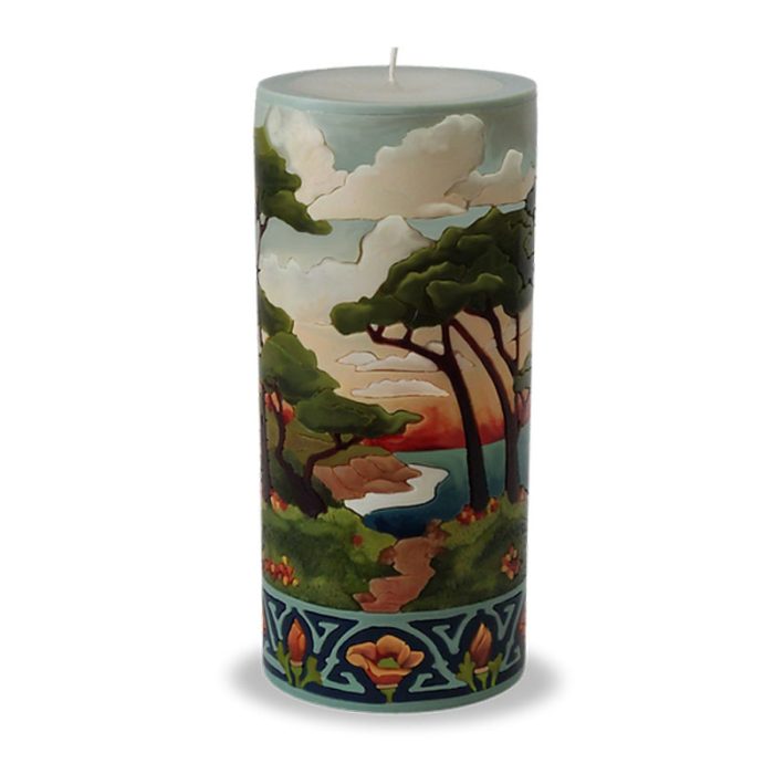 Detail of California Landscape Candle Showing the Coastline